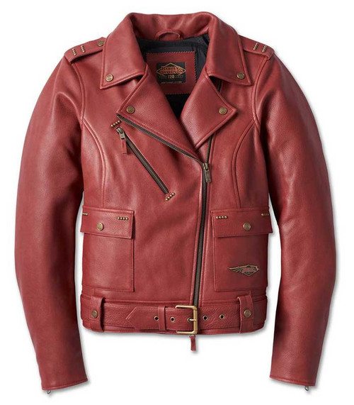 Harley-Davidson レザージャケット レッド Harley-Davidson Women DASH Leather Jacket XL Vintage Racing 97102