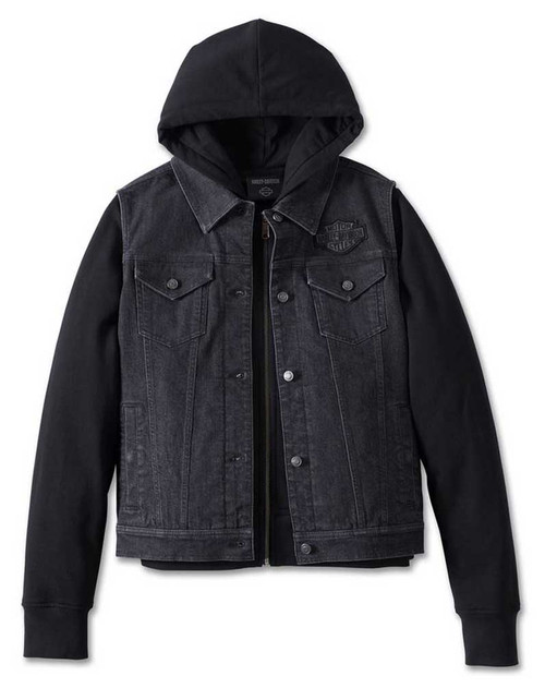 cotton Men black denim jacket hoodie For Mens at Rs 1100/piece in