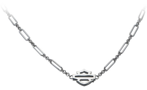 Harley-Davidson® Women's Link & Length Bar & Shield Chain Necklace - Silver
