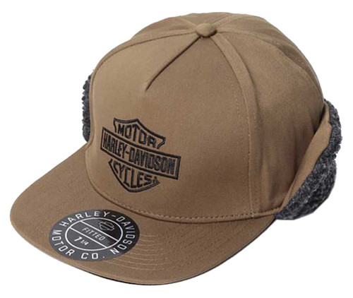 Harley-Davidson® Men's Midwest Sherpa Ear Flap Fitted Hat - Brown