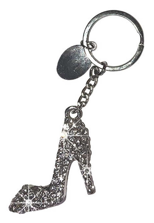 That's A Wrap Dazzling Rhinestone Shoe Key Chain 1.5 inch Shiny Silver Wisconsin Harley