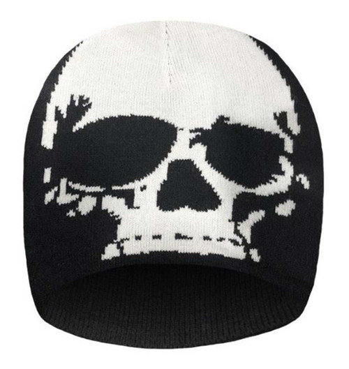 That's A Wrap Unisex Woven Megamind Skull Knit Beanie Cap Black & Gray Wisconsin HarleyDavidson