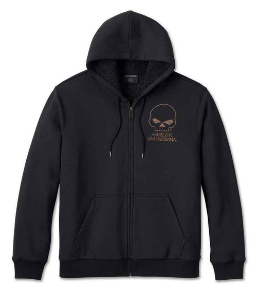 Harley-Davidson® Men's Willie G Skull Sherpa Zip-Up Hoodie, Black