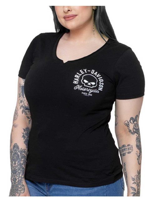 Harley-Davidson® Women's Mobile Skull Raw-Edge V-Neck Short