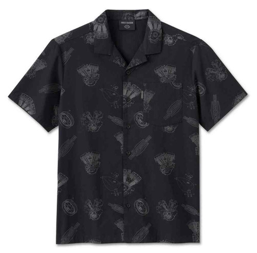 ★Harley Davidson★ Open BS Silk Short Sleeve T-Shirt Black Harley-Davidson® Men's Open Bar & Shield On Black Short