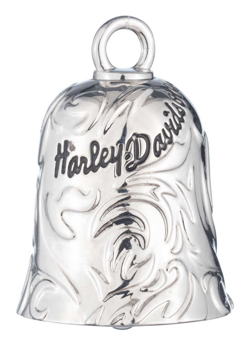 Harley-Davidson® Feather Print H-D Text Brass Ride Bell, Silver