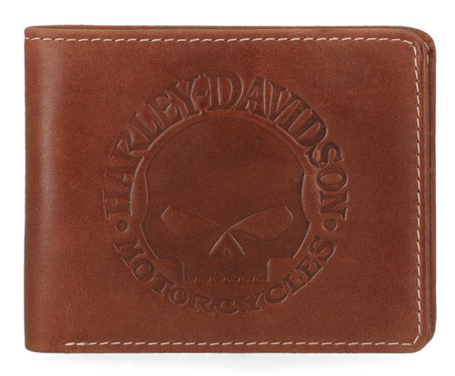 Harley-Davidson® Men's Embossed Willie G Skull Bi-Fold Leather