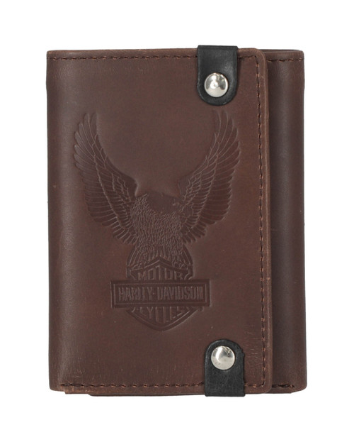 Harley-Davidson Men's Skull Stitch Tri-Fold Wallet – Genuine