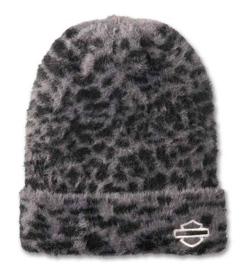 Harley-Davidson® Women's Wild Cat Fuzzy Winter Beanie, Black