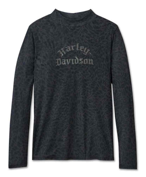 Harley-Davidson® Women's Wild Cat Mesh Turtleneck Long Sleeve Top