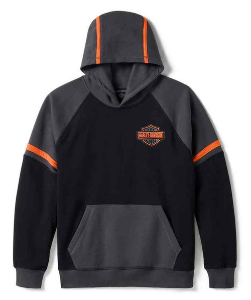 ◆Harley Davidson◆ Pigment Dying American Legend Sweatshirt Harley-Davidson Men's Embossed Logo Pullover Hoodie, Black