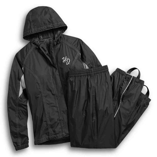 Harley-Davidson® Women's Reflective Waterproof Rain Suit, Black
