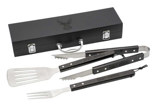 Harley-Davidson® Bar & Shield Eagle Grill Tool Set w/ Black Wood