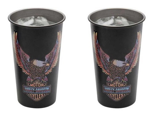 Harley-Davidson® Vivid Bar & Shield Eagle Metal Cup Set, Stainless