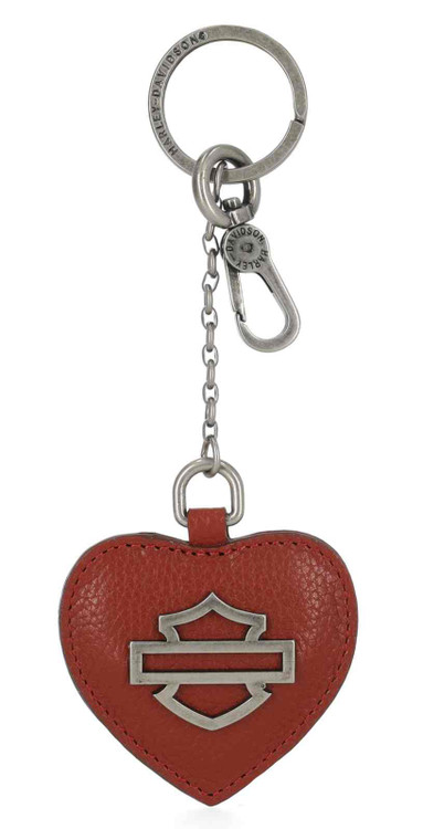 Harley-Davidson® Open Bar & Shield Logo Heart Shaped Leather Key