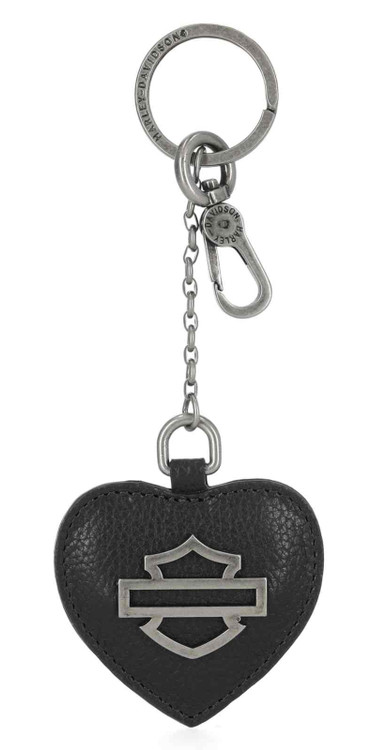 Harley-Davidson® Open Bar & Shield Logo Heart Shaped Leather Key