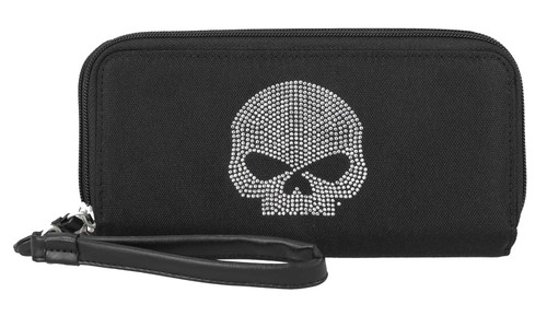 Harley-Davidson® Women's Bling Willie G Skull Zip Around Wristlet