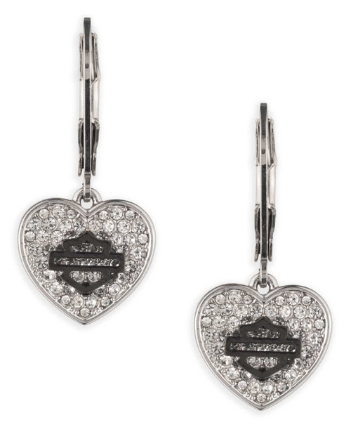 Harley-Davidson® Women's Pave Crystal Bar & Shield Heart Drop