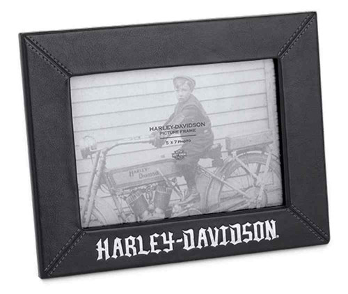 Harley-Davidson® Black Leather 5 in. x 7 in. Photo Frame, Black