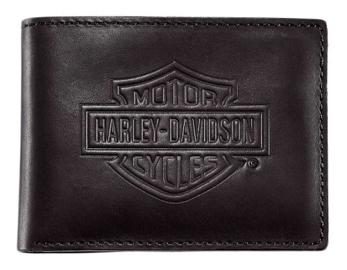 Harley-Davidson® Mens Bar & Shield Logo Flip Fold Black Leather
