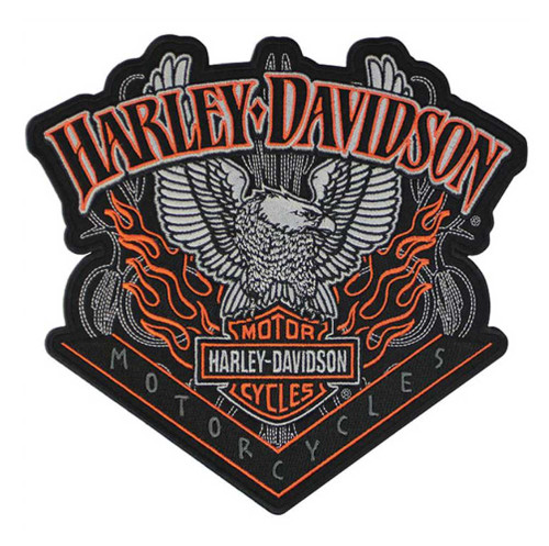 Harley-Davidson Embroidered Edgy Emblem Patch, 8 x 6, Black & Burgundy EM321364, Size: Large, BlackBurgundy