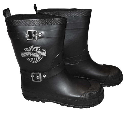 Harley-Davidson® Big Boys' Biker Rain Boots, Bar & Shield Black