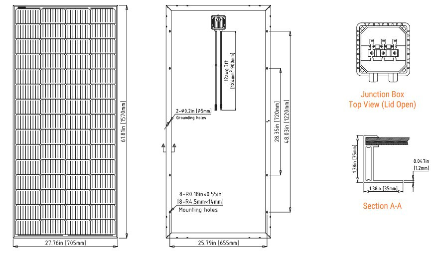 Sld Solar Array SLD Tech (formerly Solarland®) ST-200P-12 200-Watt, 12-Volt Mono ...
