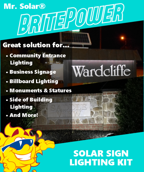 Mr. Solar® BritePower 10 Watt Solar Sign Lighting Kit w/1 Light