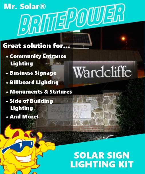 Mr. Solar® BritePower 30 Watt Solar Sign Lighting Kit w/1 Light