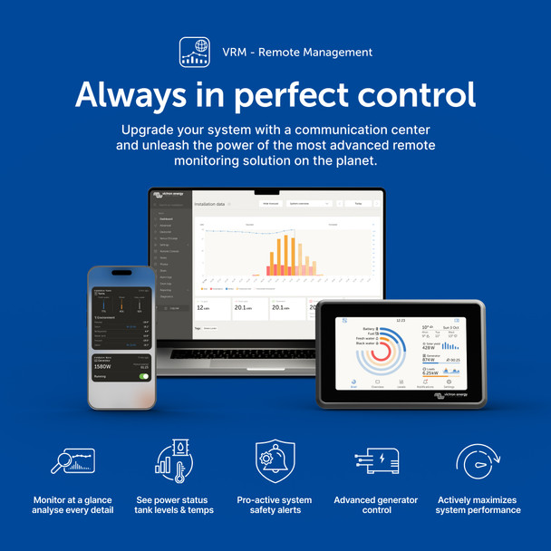 VRM Remote Management: Upgrade your system with a communications center and unleash the power of the most advanced remote monitoring solution on the planet! VRM Remote Management: Upgrade your system with a communications center and unleash the power of the most advanced remote monitoring solution on the planet!