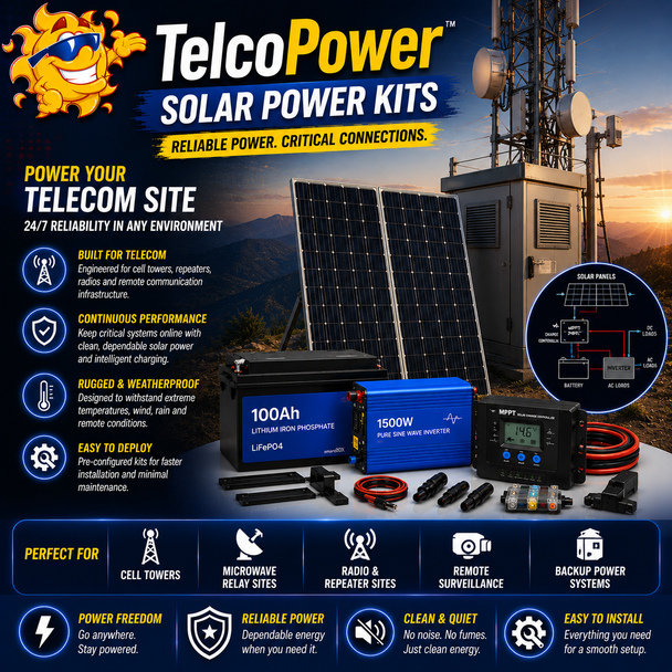 Mr. Solar® TelcoPower 90 Watt Telecom Solar Power System Kit