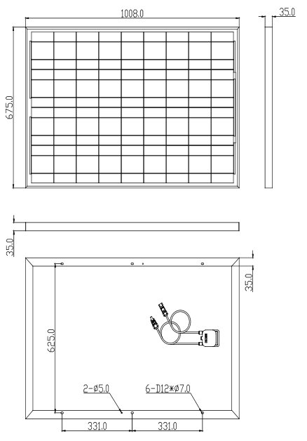 SPC100P 100 Watt Solar Panel Module Diagram