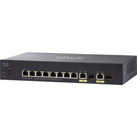 Cisco (SG350-10MP-K9NA-RF) SG350-10MP 10-Port Gigabit PoE Managed Switch