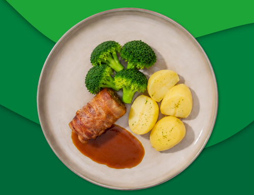 Varkensslavink met jus, aardappelen en broccoli