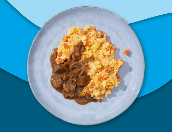 Stamppot hutspot met runderhachee