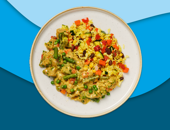 Thaise curry met rijst en groentemix