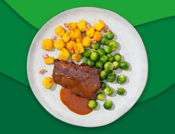 Rundersukade met krieltjes en spruiten zoutarm