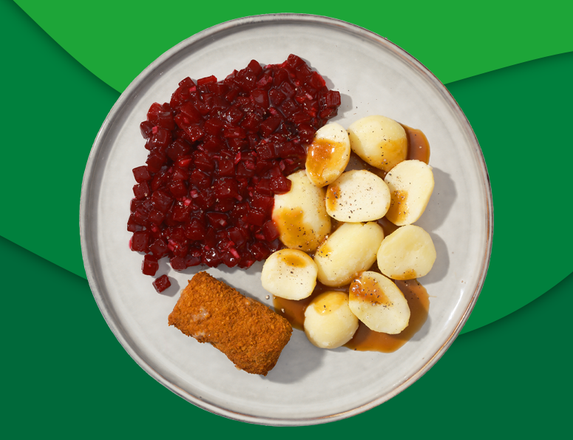 Runderboomstam met jus, aardappelen en rode bieten