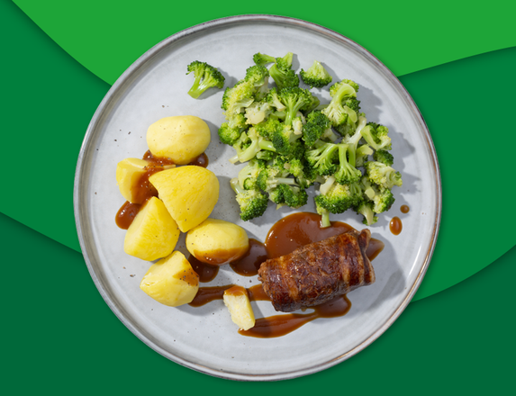Varkensslavink met jus, aardappelen en broccoli
