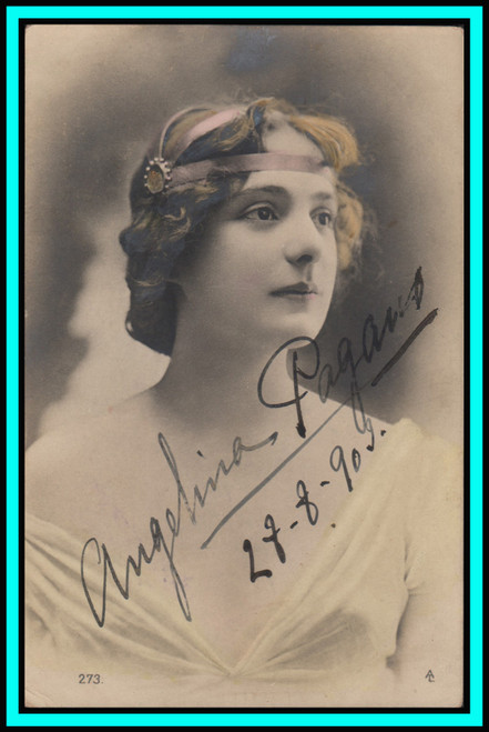 ANGELINA PAGANO - Argentine Actress - Original Vintage Handsigned Postcard - 1909 ANGELINA PAGANO - Argentine Actress - Original Vintage Handsigned Postcard - 1909