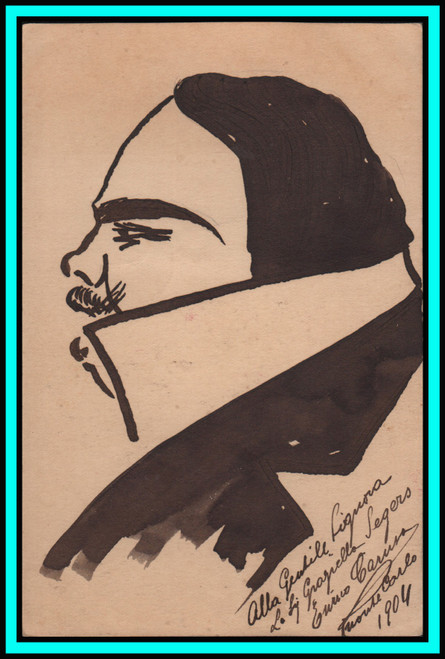 ENRICO CARUSO - Italian Tenor - Original HANDSIGNED Ink Caricature of Himself - 1904