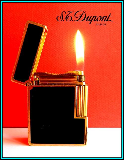 S.T. DUPONT Lighter -  Ligne 1 Rose Gold & Black Chinese Lacquer - JUST SERVICED