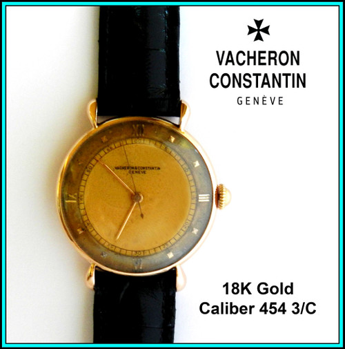 Vintage 1938 VACHERON CONSTANTIN 454 3/c 18k Rose Gold 35.30mm - SERVICED