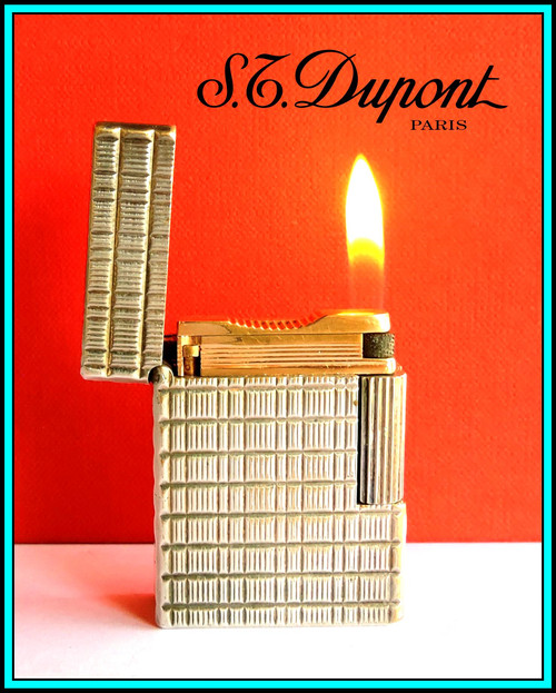 S.T. DUPONT Line 1  SMALL Silver Lighter / Briquet / Feuerzeug JUST SERVICED