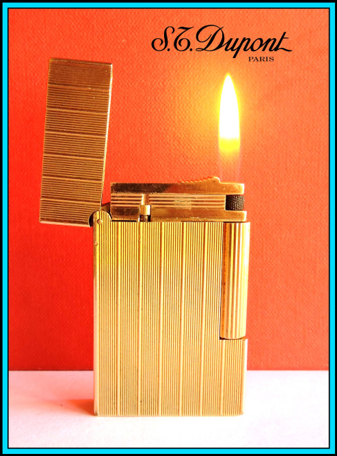 S.T. DUPONT LARGE Line 2 Gold Plated Lighter / Briquet - JUST SERVICED