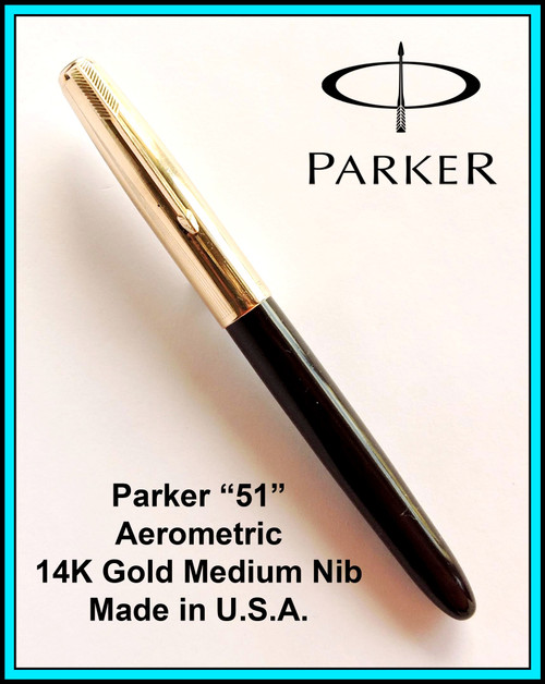 Vintage PARKER "51" Fountain Pen BURGUNDY - 14K Nib MEDIUM - Ready to Write.