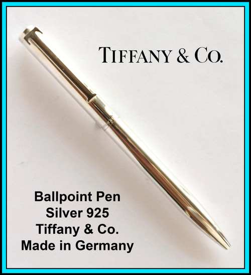 TIFFANY & Co. T-Clip Ballpoint Pen - Sterling Silver 925 with Box & Pouch