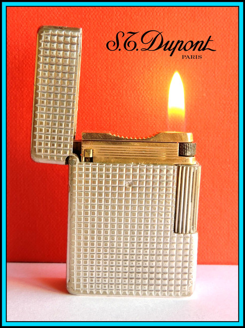 S.T. DUPONT Line 1 SMALL Silver Lighter / Briquet / Feuerzeug JUST SERVICED
