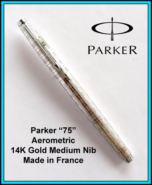 VINTAGE PARKER 75 Silver Plated: Prince Wales - 14k Medium Nib - Made in France