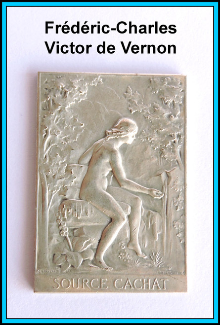 1902 BAINS D'EVIAN / SOURCE CACHAT Bronze Medal Silver Plated By Frederic Vernon